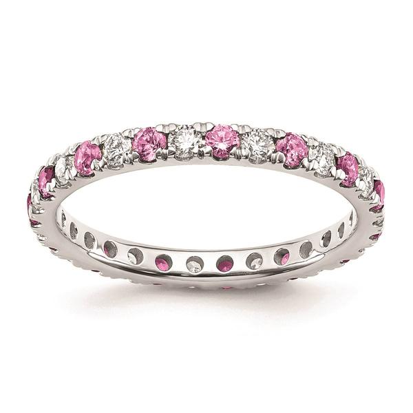 Pure Fire 14kt. White Gold Lab Created Pink Sapphire Band
