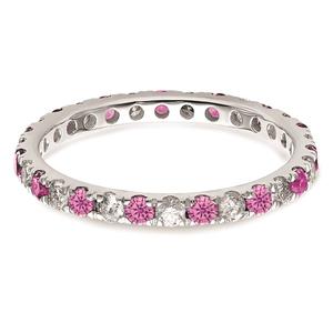 Pure Fire 14kt. White Gold Lab Created Pink Sapphire Band alternate view