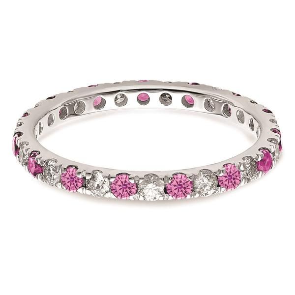Pure Fire 14kt. White Gold Lab Created Pink Sapphire Band alternate view