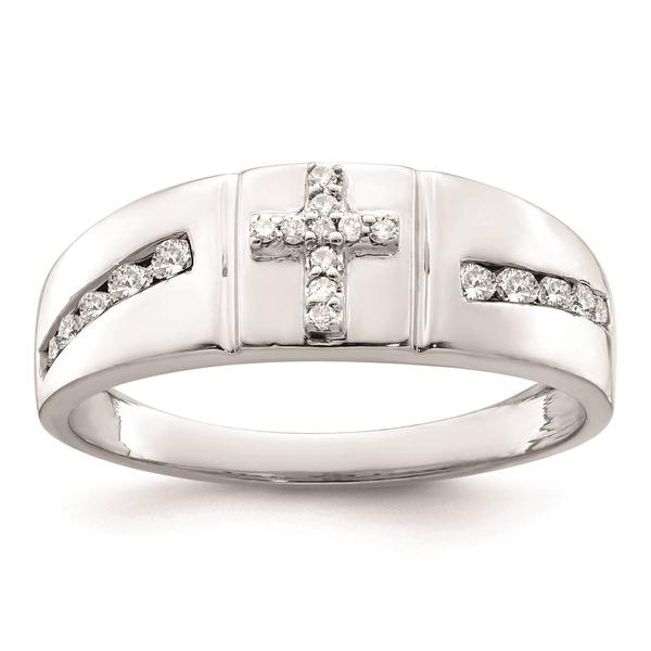 Mens Pure Fire 14kt. White Gold Lab Grown Diamond Cross Ring alternate view
