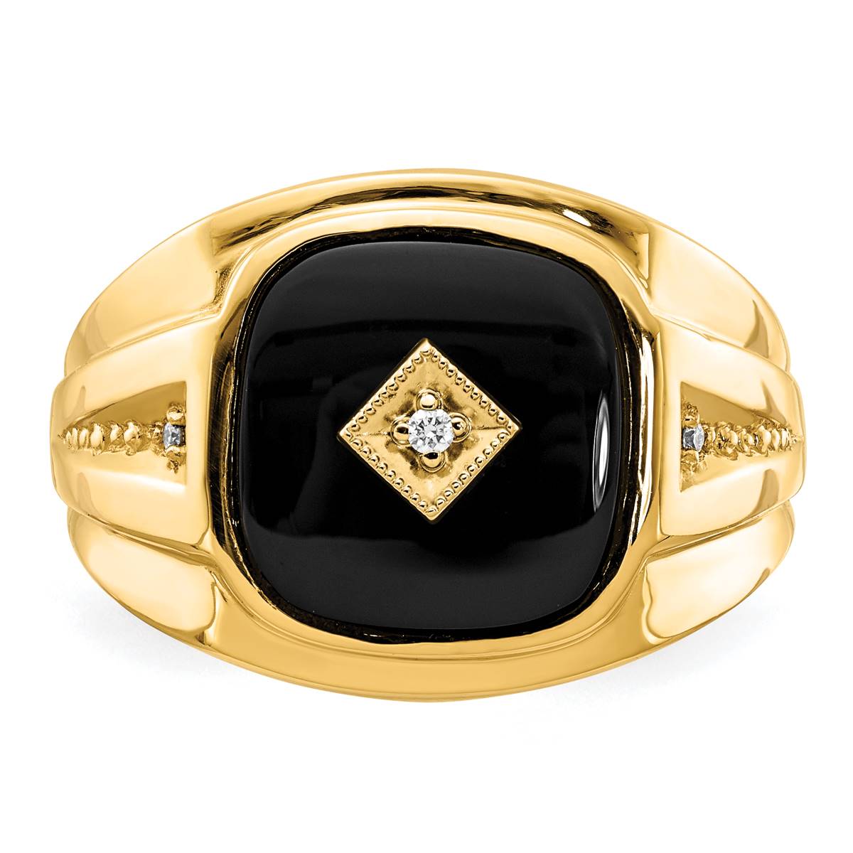 Mens Gentlemens Classics(tm) 14kt. Gold Onyx & Middle Diamond Ring