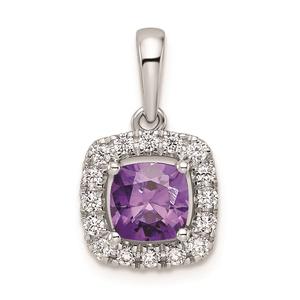 Pure Fire 14kt. White Gold Lab Amethyst Halo Pendant
