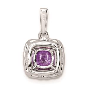 Pure Fire 14kt. White Gold Lab Amethyst Halo Pendant alternate view