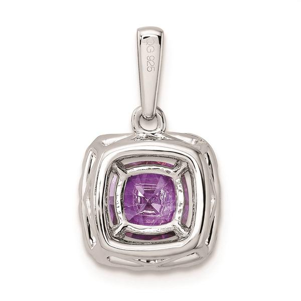 Pure Fire 14kt. White Gold Lab Amethyst Halo Pendant alternate view
