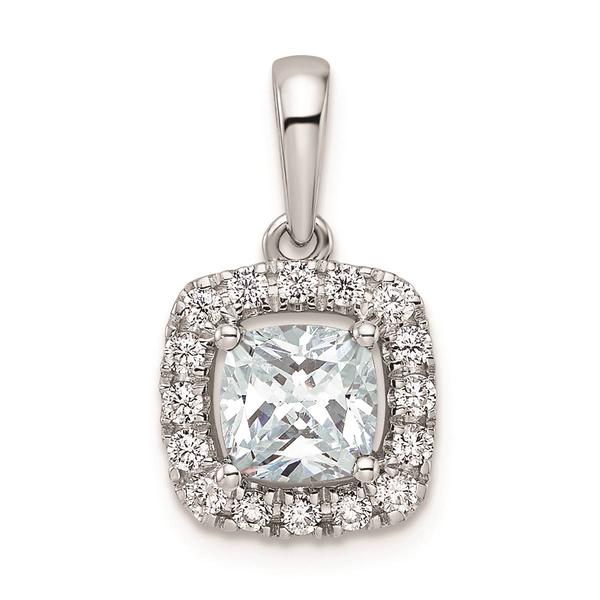 Pure Fire 14kt. White Gold Aquamarine Halo Pendant