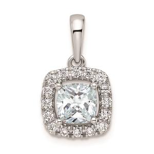 Pure Fire 14kt. White Gold Aquamarine Halo Pendant