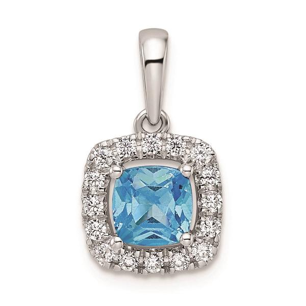 Pure Fire 14kt. White Gold Blue Topaz Halo Pendant