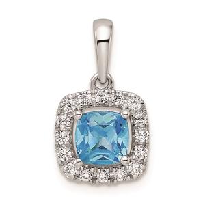 Pure Fire 14kt. White Gold Blue Topaz Halo Pendant