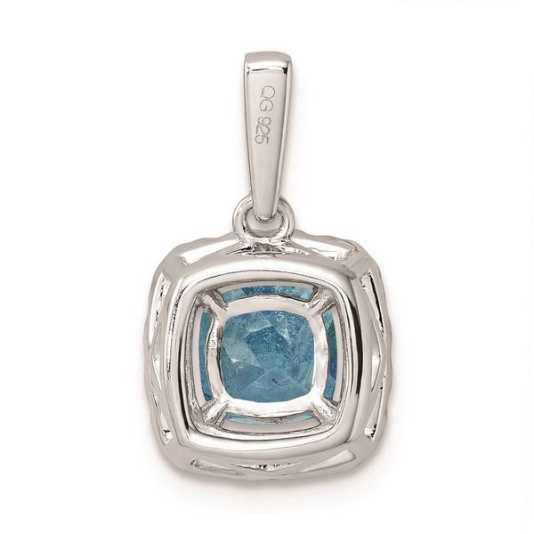 Pure Fire 14kt. White Gold Blue Topaz Halo Pendant alternate view