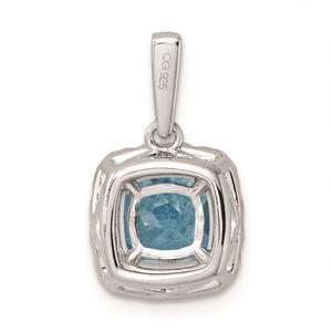 Pure Fire 14kt. White Gold Blue Topaz Halo Pendant alternate view