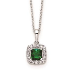 Pure Fire 14kt. White Gold Emerald Halo Pendant