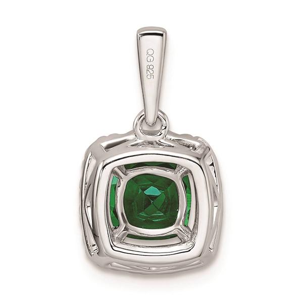 Pure Fire 14kt. White Gold Emerald Halo Pendant alternate view