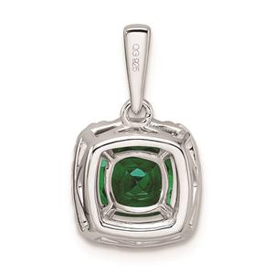 Pure Fire 14kt. White Gold Emerald Halo Pendant alternate view