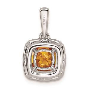 Pure Fire 14kt. White Gold Lab Grown Diamond&Citrine Halo Pendant alternate view