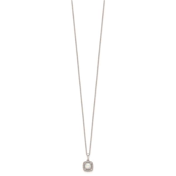Pure Fire 14kt. White Gold Lab Grown Diamond & Opal Halo Pendant alternate view