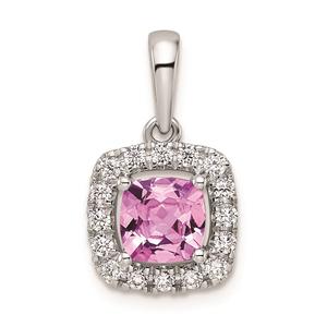 Pure Fire 14kt. White Gold Lab Created Pink Sapphire Halo Pendant