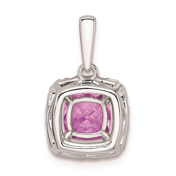 Pure Fire 14kt. White Gold Lab Created Pink Sapphire Halo Pendant alternate view