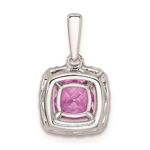 Pure Fire 14kt. White Gold Lab Created Pink Sapphire Halo Pendant alternate view