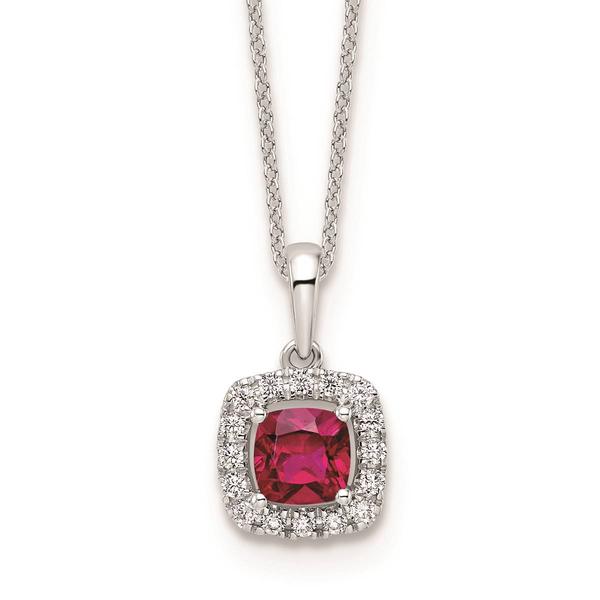 Pure Fire 14kt. White Gold Ruby Halo Pendant