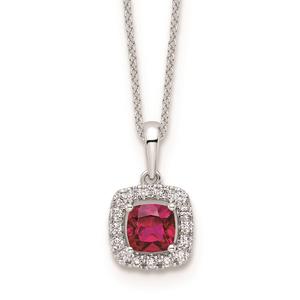 Pure Fire 14kt. White Gold Ruby Halo Pendant
