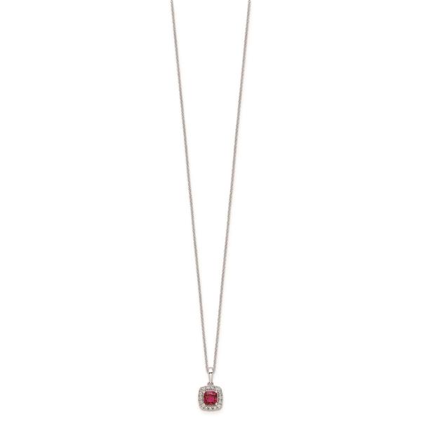Pure Fire 14kt. White Gold Ruby Halo Pendant alternate view