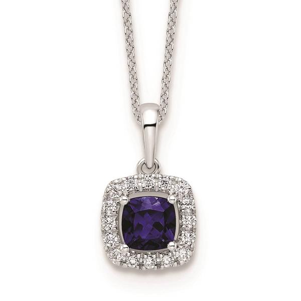 Pure Fire 14kt. White Gold Lab Created Blue Sapphire Halo Pendant