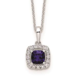 Pure Fire 14kt. White Gold Lab Created Blue Sapphire Halo Pendant