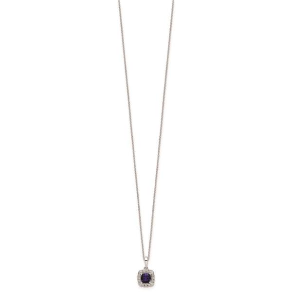 Pure Fire 14kt. White Gold Lab Created Blue Sapphire Halo Pendant alternate view