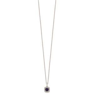 Pure Fire 14kt. White Gold Lab Created Blue Sapphire Halo Pendant alternate view