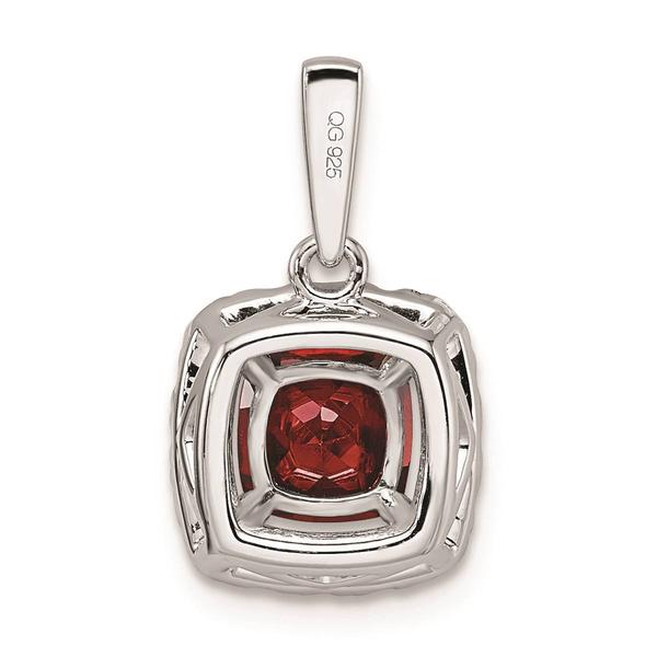 Pure Fire 14kt White Gold Lab Grown Diamond & Garnet Halo Pendant alternate view