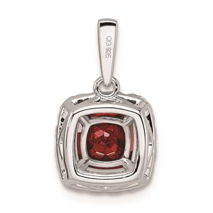 Pure Fire 14kt White Gold Lab Grown Diamond & Garnet Halo Pendant alternate view