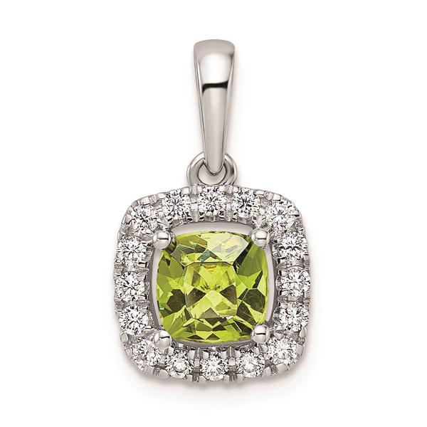 Pure Fire 14kt. White Gold Lab Peridot Halo Pendant