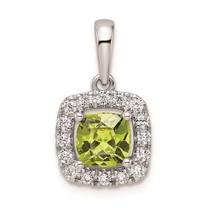 Pure Fire 14kt. White Gold Lab Peridot Halo Pendant