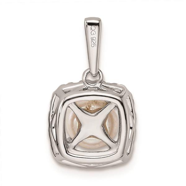 Pure Fire 14kt. White Gold Lab Grown Diamond & Pearl Pendant alternate view
