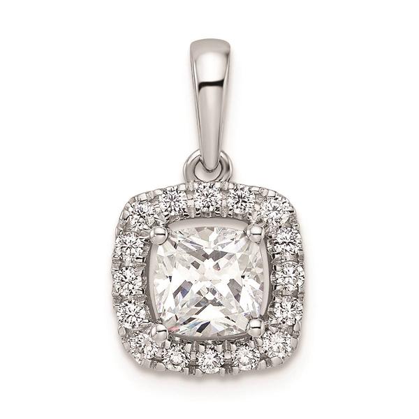 Pure Fire 14kt. White Gold White Sapphire Halo Pendant