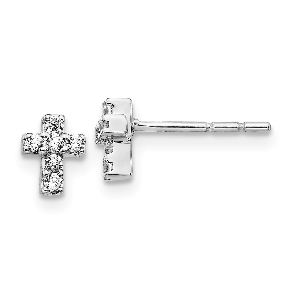 14kt. White Gold 6x4mm Cross Stud Earrings