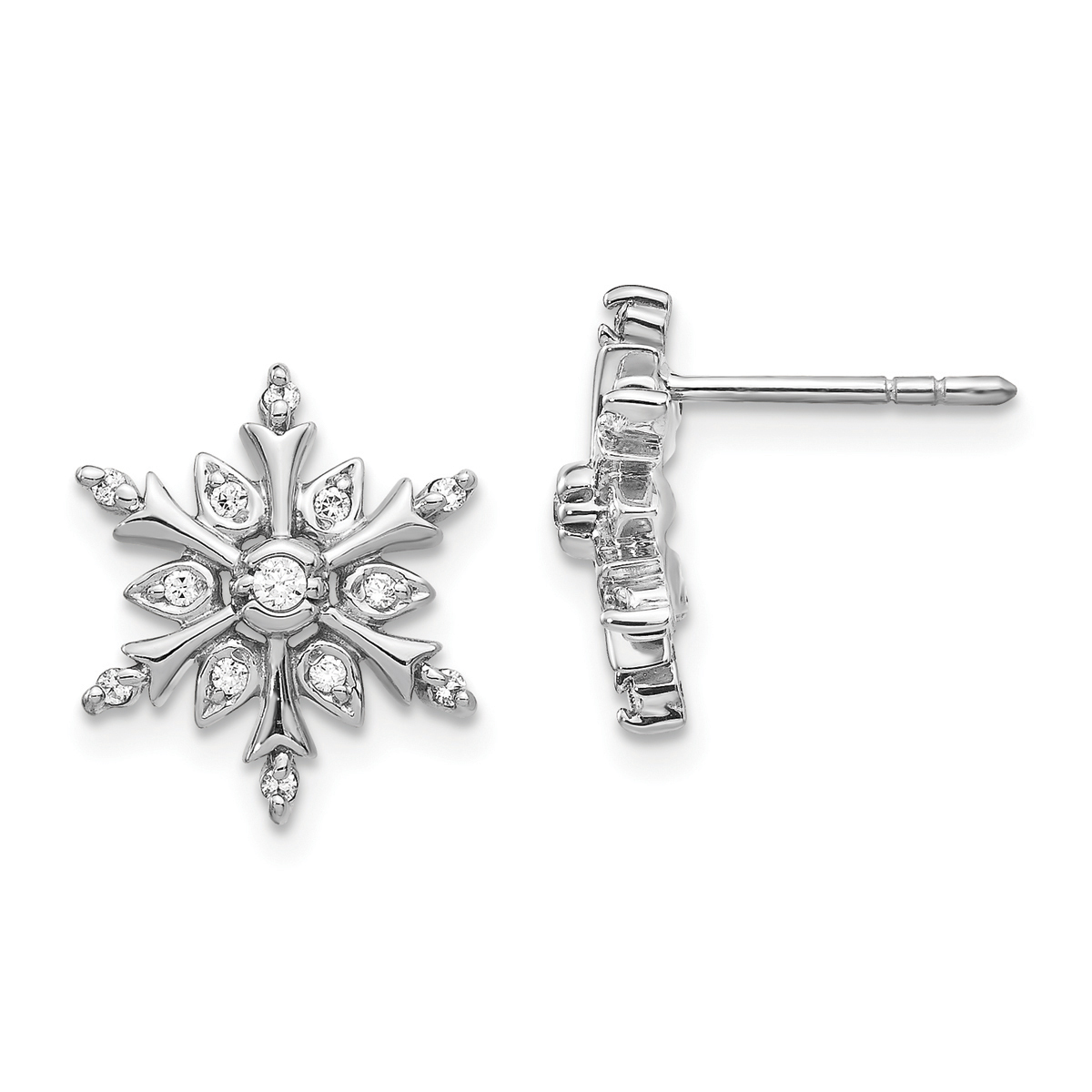 Diamond Classics(tm) 14kt. White Gold Snowflake Stud Earrings