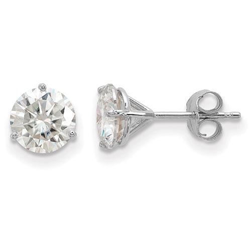True Light(tm) 6.5mm Round Moissanite Martini Post Earrings