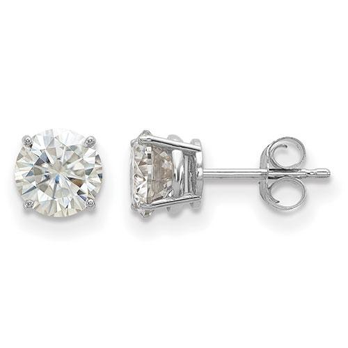 True Light(tm) 6.0mm Round Moissanite Basket Post Earrings