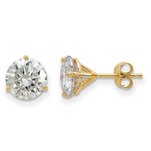 True Light(tm) 8.0mm Moissanite 3-Prong Martini Post Earrings