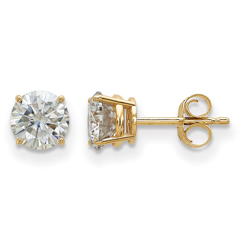 True Light(tm) 5.5mm Round Moissanite Basket Post Earrings