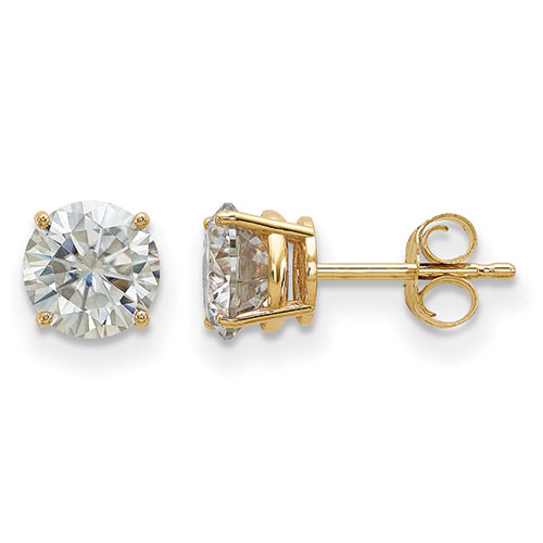 True Light(tm) 6.0mm Round Moissanite Basket Post Earrings