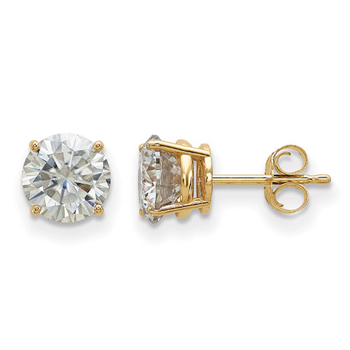 True Light(tm) 6.5mm Round Moissanite Basket Post Earrings