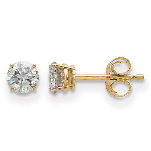 True Light(tm) 4.0mm Round Moissanite Basket Post Earrings