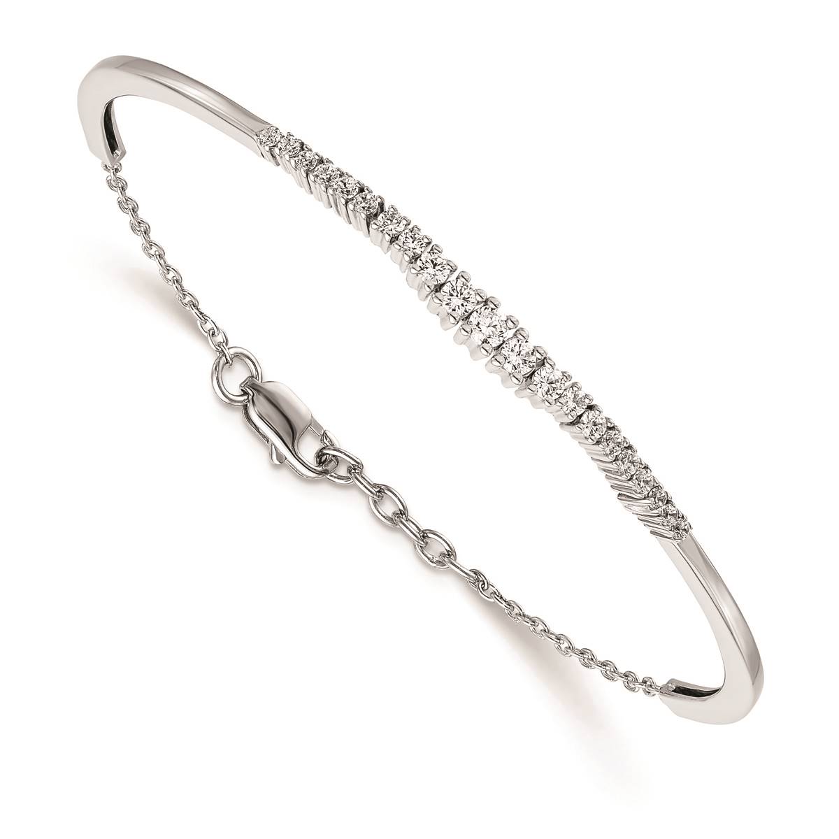 Pure Fire 14kt. White Gold Lab Grown Diamond Graduated Bangle