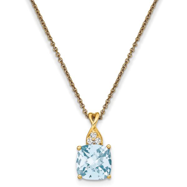 Gemstone Classics(tm) 14kt. Yellow Gold Aquamarine Diamond Necklace