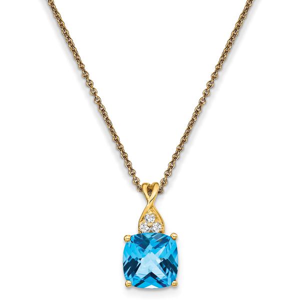 Gemstone Classics(tm) 14kt. Yellow Gold Blue Topaz Diamond Necklace