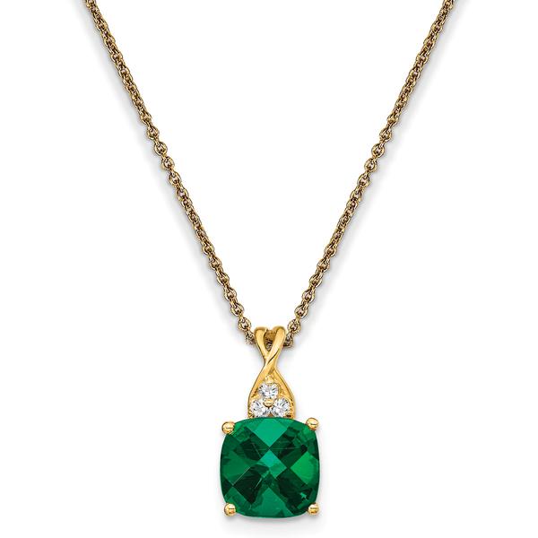 Gemstone Classics(tm) 14kt. Yellow Gold Emerald Diamond Pendant