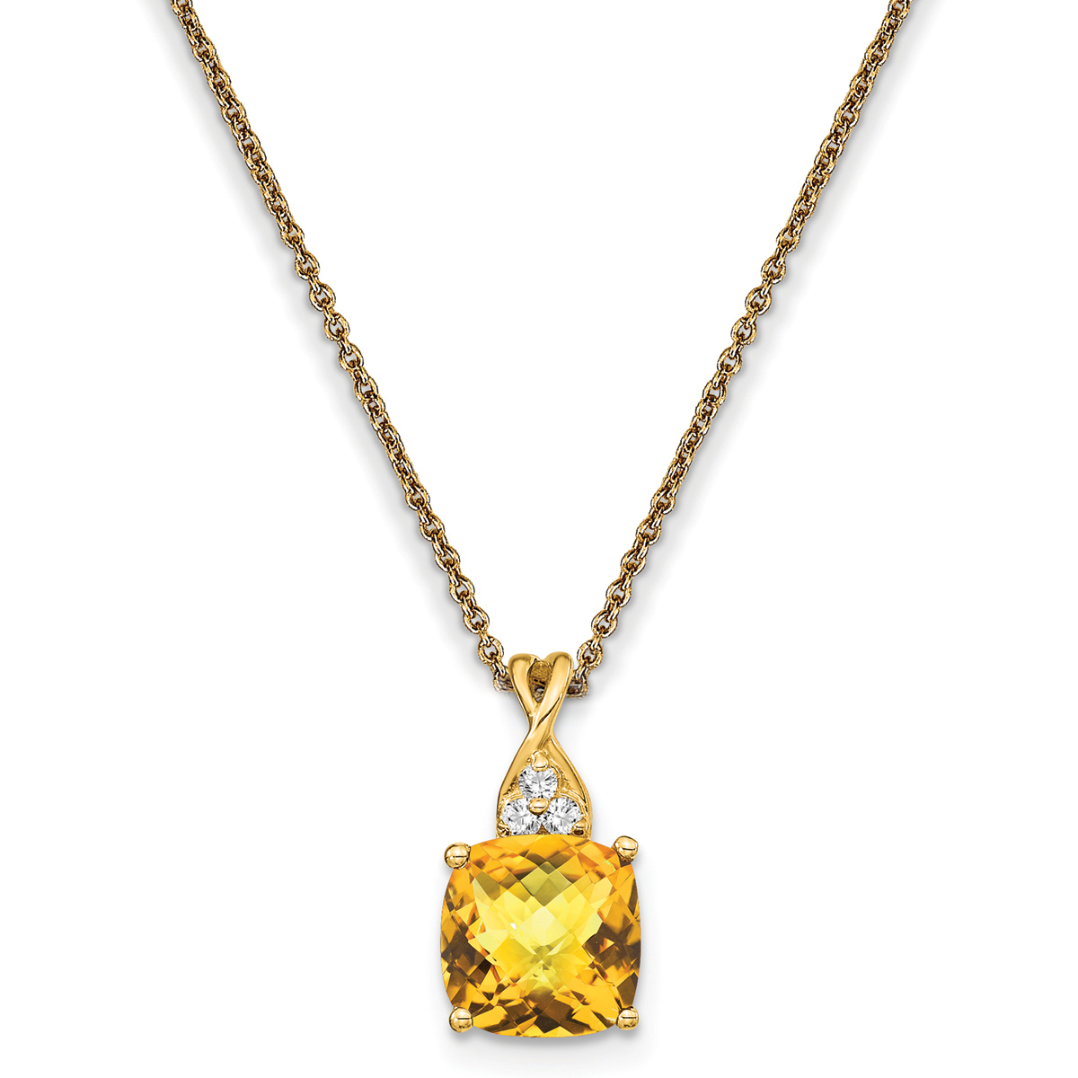 Gemstone Classics(tm) 14kt. Yellow Gold Citrine Diamond Necklace