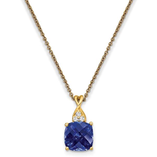 Gemstone Classics(tm) 14kt. Yellow Gold Sapphire Diamond Necklace